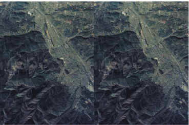 ステレオ立体視の為の航空写真