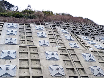 吉備金屋線　（和歌山県）グラウンドアンカー工併用鋼製受圧板工（既設法枠残存）