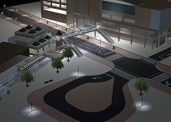 3DCADを用い駅前の再開発設計 昼間イメージ